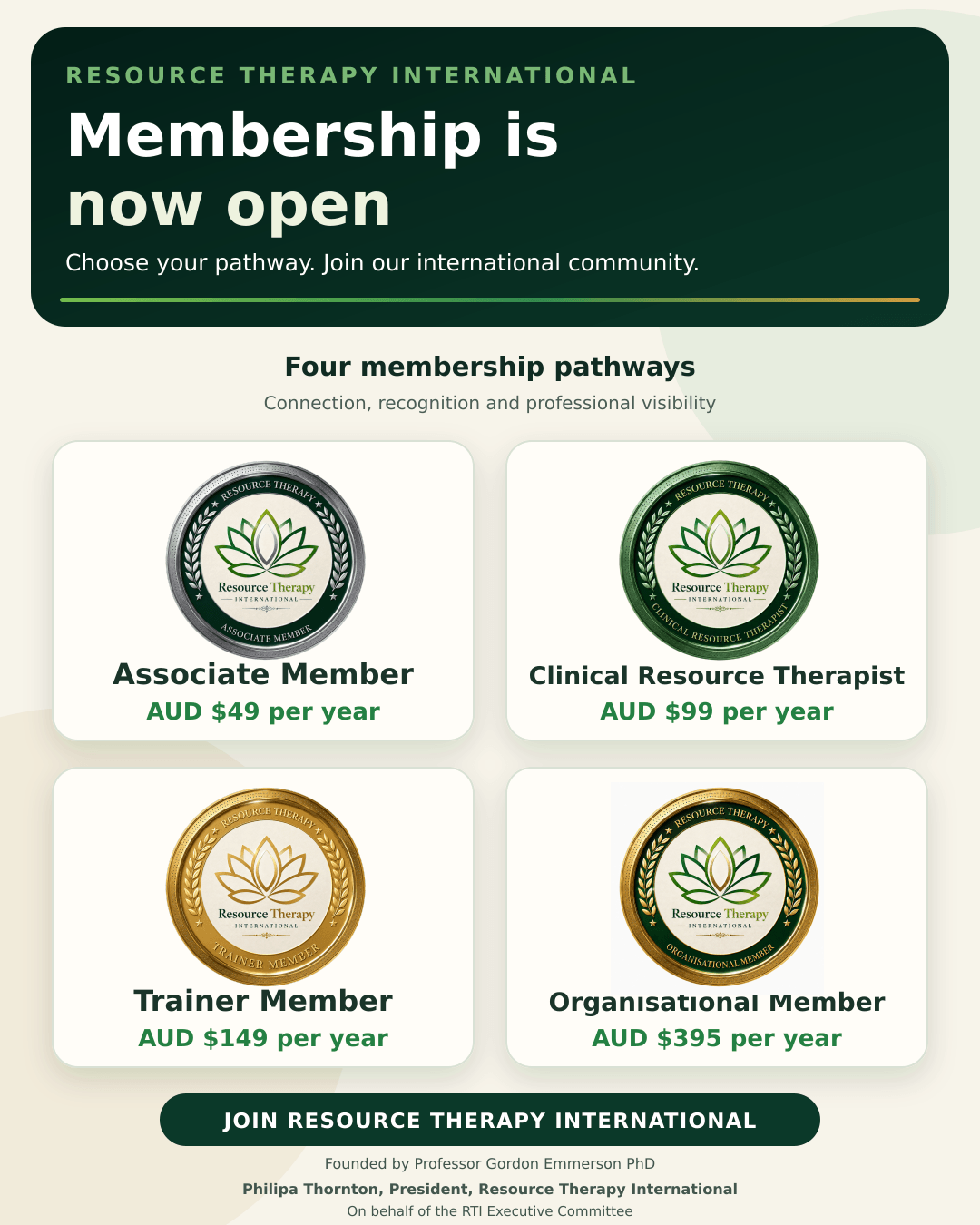 Resource Therapy International Membership is Now Open
