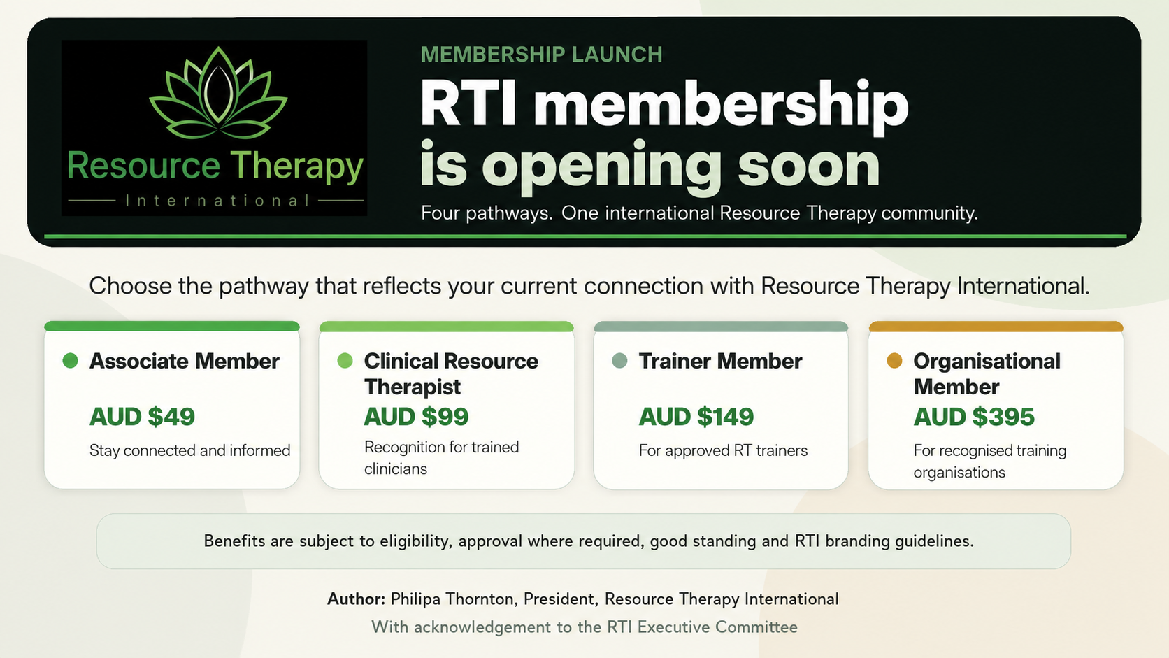 Membership is opening soon: Four pathways, one International Resource Therapy community